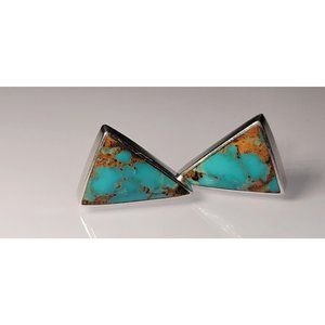 MTT Marie Tsosie Signed Turquoise Sterling Silver 925 Pierced Earrings